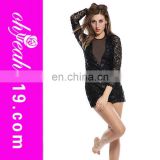 2014 Wholesale OEM accept fashion cheap women lace long sleeve black fancy evening party dresses