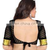 Designer Black Creap Blouse With Short Sleeves for Women thumbnail-2