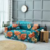 I@home Quality Full Fabric Blue Universal Elastic Floral Print Stretchable Sofa Cover Polyester thumbnail-1