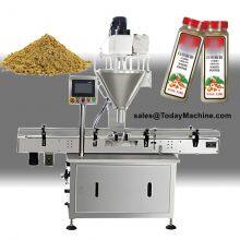 Automatic Coffee Milk Powder Seasoning Flour Powder Round Flat Bottle Jar Bottling Filling Machine