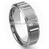 Tungsten Carbide Diamond Cut Horizontal Groove Wedding Band Ring, Groove Tungsten Ring thumbnail-1
