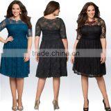 F20105A Latest fashion plus size dress for fat women lace dress patterns