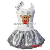 Baby Girls Xmas Bling Reindeer Silver Snowflake Petti Pettiskirt Party Dress thumbnail-1