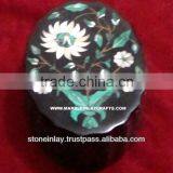 Black Marble Inlay Box Handcrafted Inlay Marble Gift Box thumbnail-1