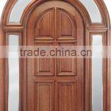 Round Top Teak Wood Main Door Designs Double Glazed DJ-S6060M-1