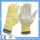 Wholesale Seamless Knitted Aramid Cow Leather Coated Heat Resistant Work Gloves With Good Quality