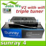 2014 sunray sr4 v2 hd decoder sunray4 800hd se v2 wifi triple tuner DVB-S,DVB-C, DVB-T2