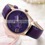 2016 Montre Suisse Korea Design Leather Band Stainless Steel Lady Purple Watch Quartz Movt Uhren 3ATM thumbnail-4