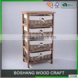 Small Cheap Indoor Storage Wooden Cabinet With Many Wicker Drawers thumbnail-5