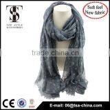 Blended material high quality animal print soft feel spring scarf with flocking