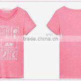 2016-17 China Manufacturer Lovely Pink t Shirt for Women With Silk Screen Printing thumbnail-3
