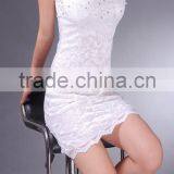 Sexy Night Club Dress Beading Decorative Lace Transparent Low Breast Sheath Over Hip Bare-Back Strapless Sexy Club Dress thumbnail-4