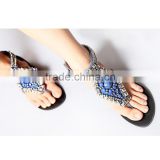 diamond beaded sandals features folk style shoes pinch hollow zipper shoes