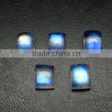 Rainbow Moonstone Full Blue Fire Cabochon, Rectangular Cut Stone , 6x8mm Cabs thumbnail-2
