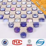 Iridescent blue round glass Recycled Glass Mosaic hexagon mosaic tile ceramic glass mosaic tile