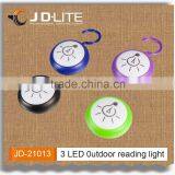 3 LED Mini Round 0utdoor Table Light Led Reading Light With Hook