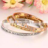 Stainless Steel Jewelry Rhinestone Roman Numerals Bracelet thumbnail-2