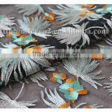 Top Fashionable Colorful Leaves Embroidered Lace Fabric Dresses Fabrics thumbnail-6