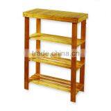 Premium Indoor 2FT Bamboo Wall Shelf 4 Tires Painted Eco Friendly