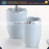 Chaozhou Ceramic Factory Blue Silver Decal 5 Pcs Stoneware Bathroom Set thumbnail-3