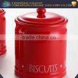 Home Storage Ceramic Red Glazed Airtight Canister 5pcs for Sale thumbnail-4
