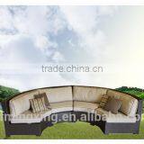 U Shaped Outdoor Patio Brown Wicker Sofa Couch With Beige Cushions thumbnail-4