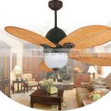 52" Ceiling Fan with Rattan Blades and Reverse Control