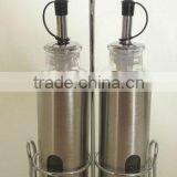 Metal Coating Cylinder Glass Oil Bottle Set With Frame thumbnail-1