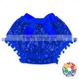 Baby Royal Blue Sequin Short Diaper Cover Pom Pom Tassel Infant Toddler Bloomer thumbnail-1