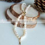 Trendy 4-5mm White Rice Shape Freshwater Pearl Bracelet thumbnail-2