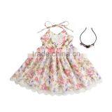 Boutique Baby Clothing Girl Spring Dress Girl Flower Dress With Headband thumbnail-4