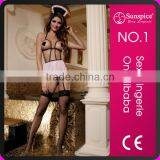 China Manufacturer New Style Sexy French Maid With Nipple Lingerie Sexy Hot Costume thumbnail-1
