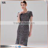 Short Sleeve Flower Pattern Designer One Piece Party Dress Women Crochet Dress With Lining SR-D9779 thumbnail-2