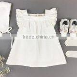 Boutique Baby Frock Design Plain White Western Dress Cotton Girls Party Dresses thumbnail-1