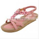 Zm50164b 2017 Sweet Ladies Flat Shoes Wholesale Women Sandal With Flower thumbnail-3