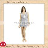 100% Cotton Women Knitted Printing Pyjama Suits, Sleepwear Pajamas Set thumbnail-1