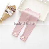 S32836W Cute Flower Appliqued Kids Girl Baby Tight Pants Toddler Stretch Trousers thumbnail-3