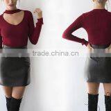 Elegant Halter Knitted Sweater Autumn Winter White Short Pullover Women Tops Slim v Neck Black Jumper Casual Pull Femme thumbnail-3