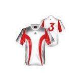 White / Red Personalized Sublimated Football Jersey, Soccer Shirts With Clima