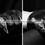 Men's Antique Black 316 S. Steel Eagle Head Ruby Eye Vintage Casted Spiker Punk Ring thumbnail-4