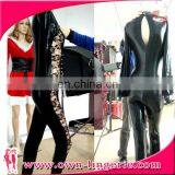 New Arrival Sexy Leather Bodysuit Lace Lace Leather Black Girls Night Clubwear thumbnail-2