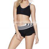 sexy high elastic yoga sets criss cross sports bra running shorts with waistband