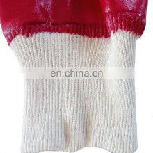 Oil & Chemical Resistant Hand Protection Cotton Interlock Knit Wrist Red PVC Gauntlet Gloves thumbnail-5