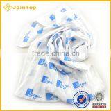 Print Long Square White Voile Cycle Scarf Blue Cotton Flower With Star thumbnail-1