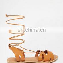 Women Simple Design Brown Beautiful Flat Lace up Shoes Ladies Sandals ( Also Available in Leather) thumbnail-3