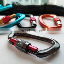 Wholesale Good Quality D Shape Lightweight Aluminum Climbing Carabiner With Snap Lock Aluminium Metal Mini Screw Lock Rock Climb thumbnail-5