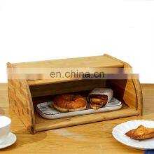 Countertop Extra Large Roll Top Bamboo Bread Boxes Rustic Storage Bin Holder For Kitchen thumbnail-4