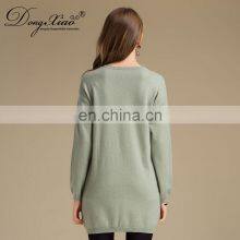 Lady Fashion Winter Warm Casual Long Dress Vintage 100% Cashmere Sweater O-Neck Collar Knitted Weaving OEM Service Available thumbnail-6