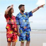 Couples Beach Hawaiian Leisure Men's and Women's 100% Cotton Short Sleeve Shirt Printing Loose Big Yards thumbnail-2