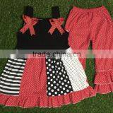 USA JULY 24th New Fashion Baby Girls Clothes Dots plus stripes bow children frocks designs